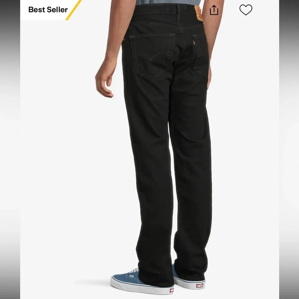 Levi's Men's Straight Black Denim Jeans - Picture 2 of 9